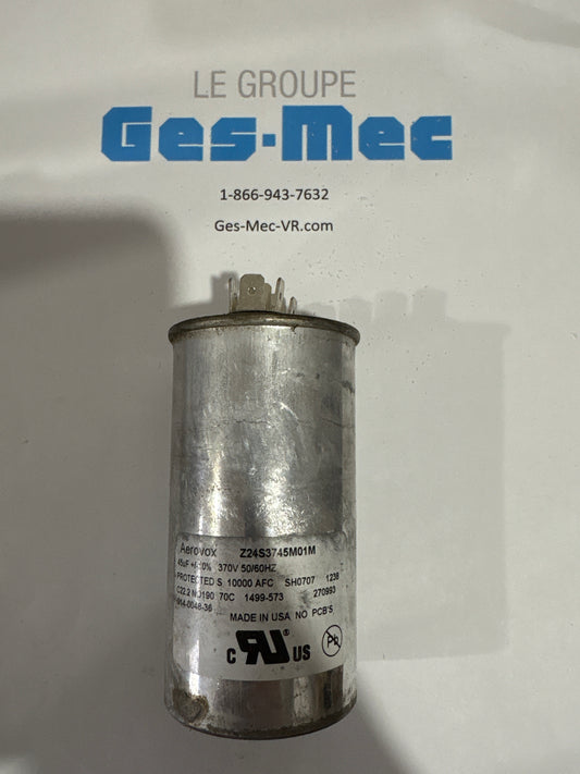 (Usagé) Condensateur de Marche CBB65 45 MFD, 370 V