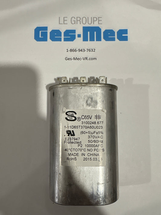 (Usagé) Condensateur de Marche C65V et 3100248.677, 60-5 MFD 370 V