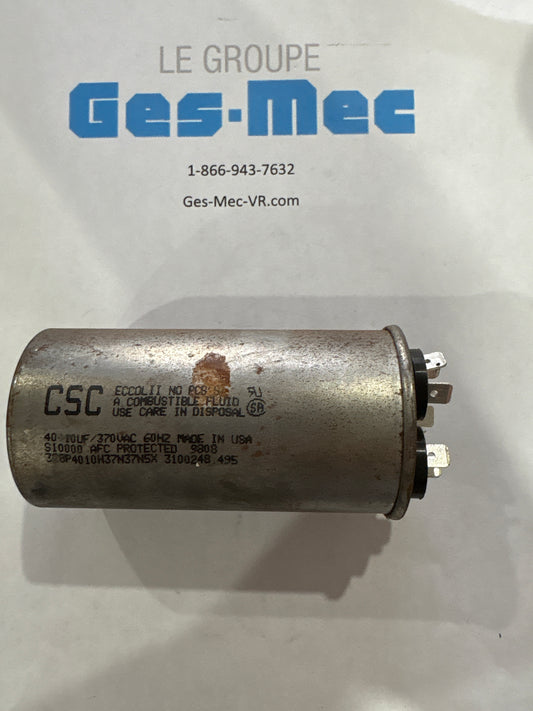 (Usagé) Condensateur de Marche 40+10 MFD 370 V